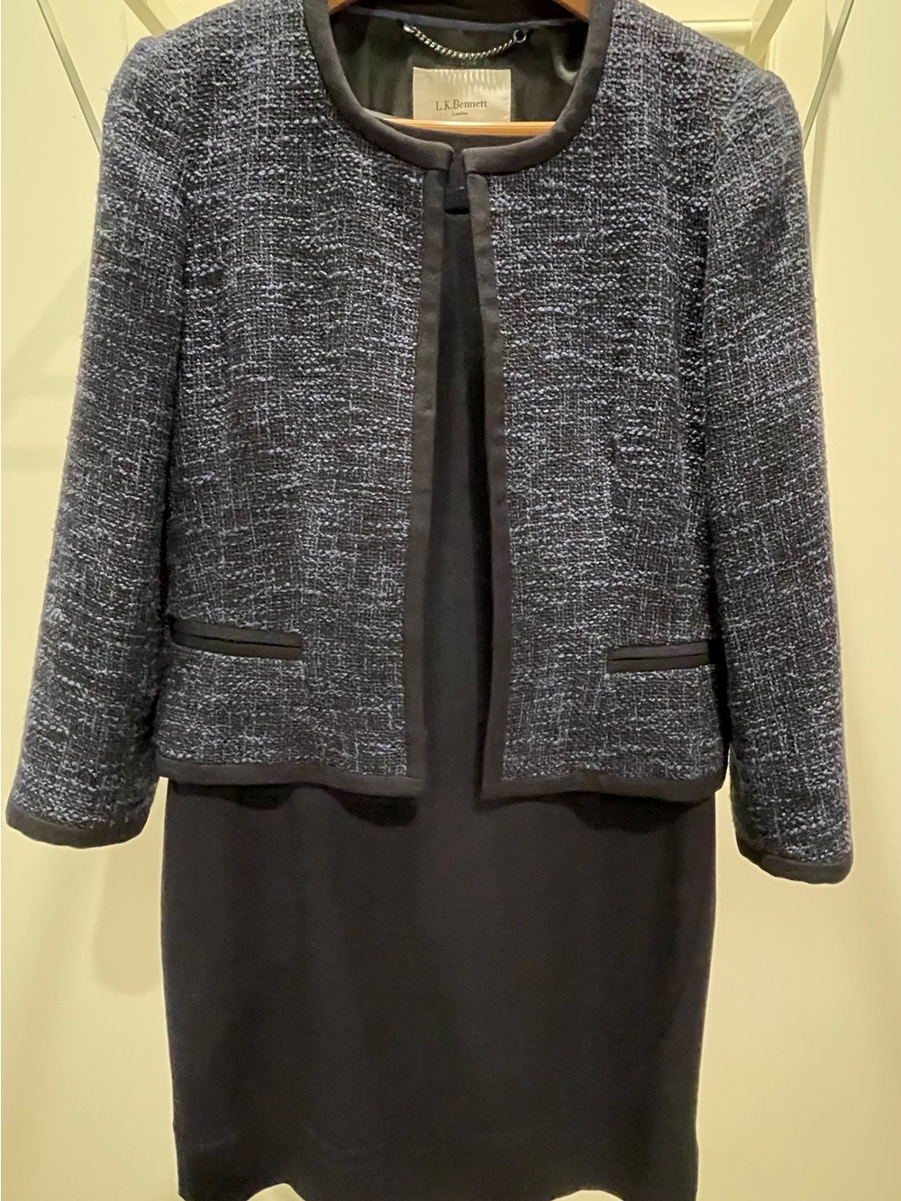 LK Bennett Navy and blue Tweed Jacket with Black Dress
